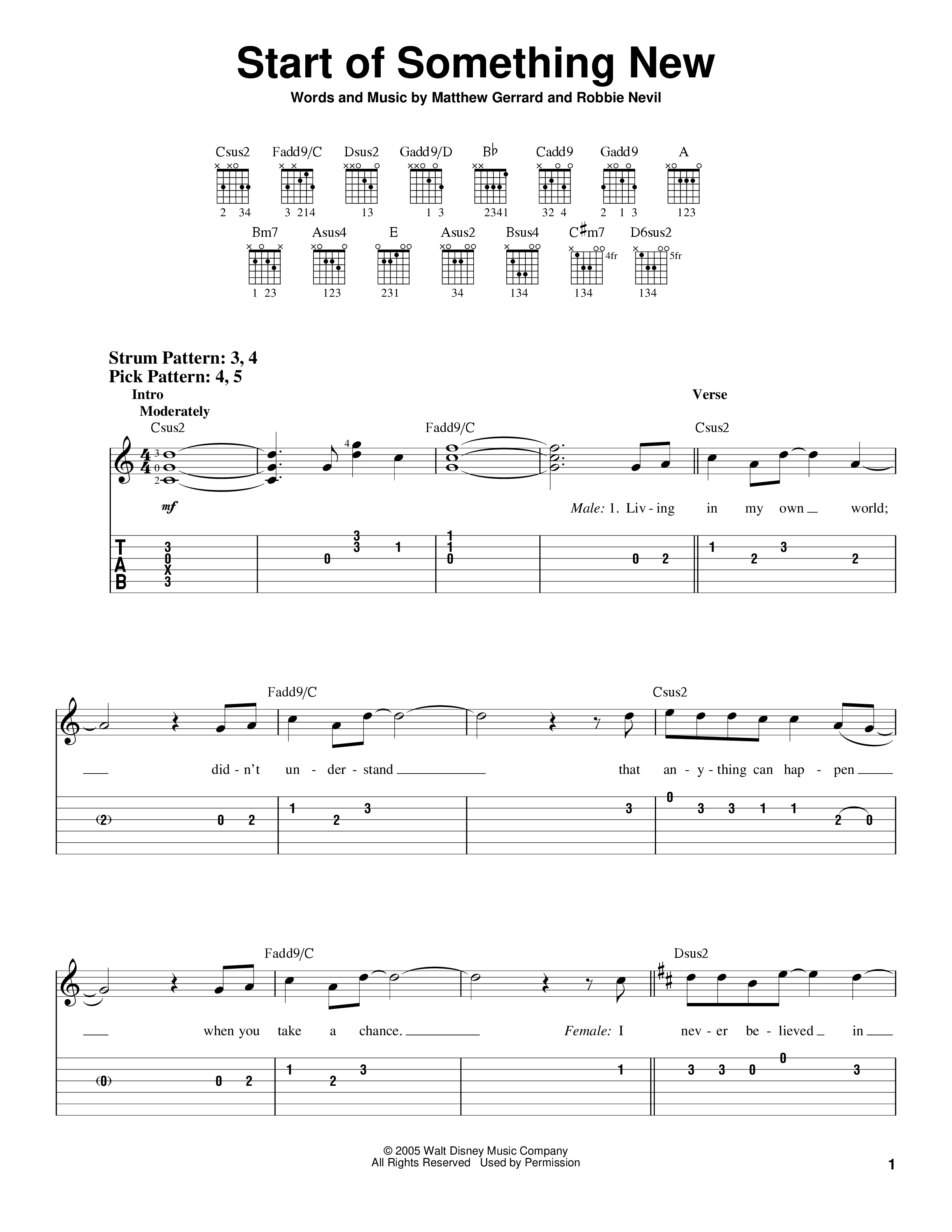 Play Official version of START OF SOMETHING NEW Sheet Music by