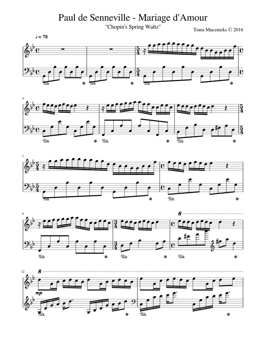 Paul de Senneville - Mariage d'Amour Sheet music for Piano (Solo) |  Musescore.com