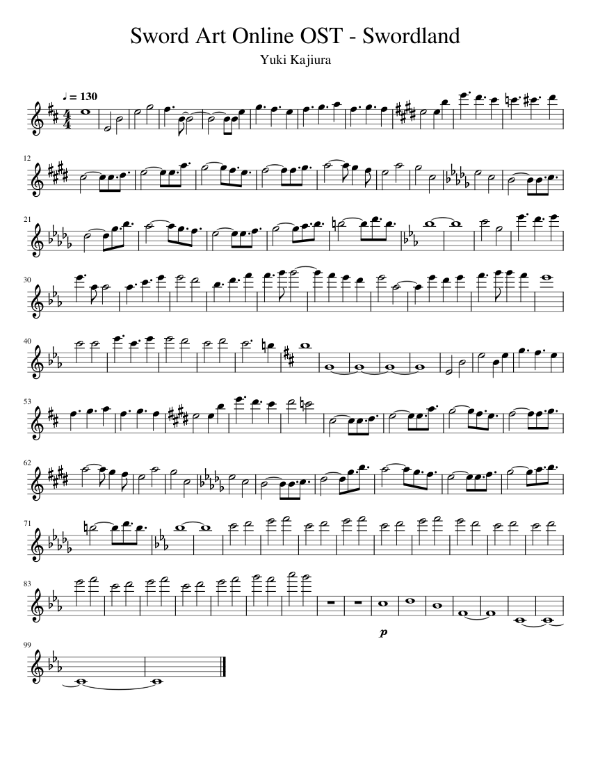 Sword Art Online OST Swordland Sheet music for Flute (Solo