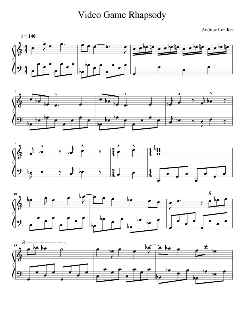 Video Game Rhap Sheet music for Piano (Solo) | Musescore.com