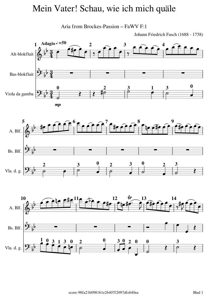 Mein Vater! Schau wie ich mich quäle Aria from Brockes-Passion FaWV F:1 Johann Friedrich Fasch