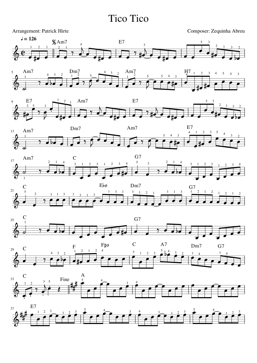 ティコ・ティコ 楽譜 コード付き ピアノ (ソロ) easy | MuseScore.com