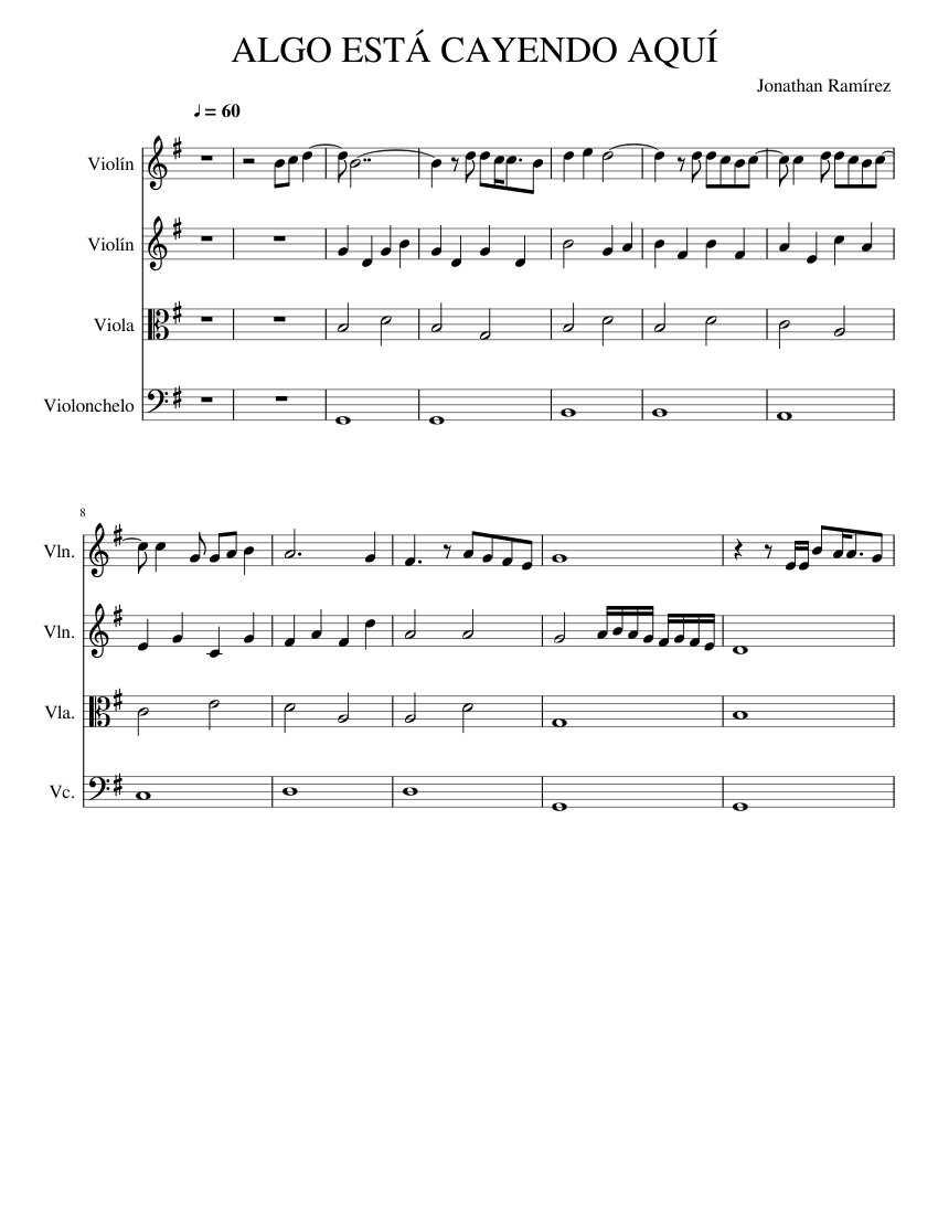 ALGO ESTÁ CAYENDO AQUÍ Sheet music for Violin, Viola, Cello (String  Quartet) | Musescore.com