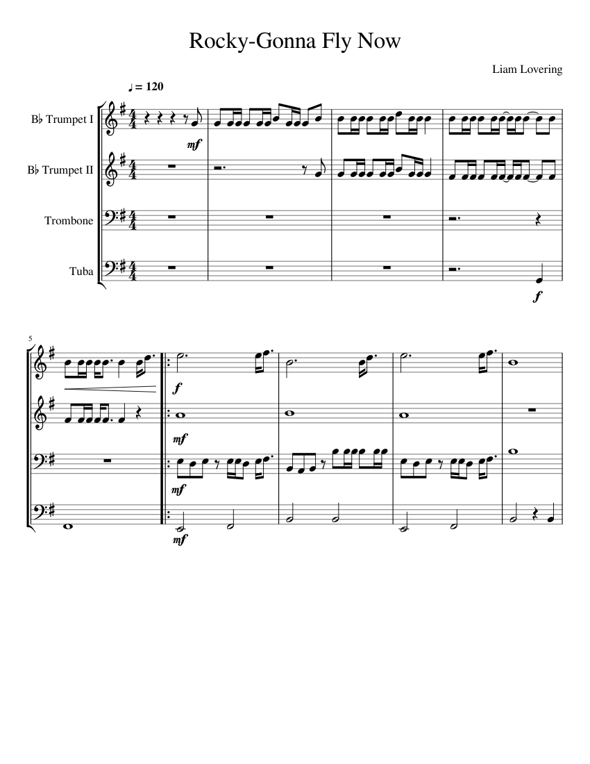 Rocky-Gonna Fly Now Sheet music for Trombone, Tuba (Brass Duet) |  Musescore.com