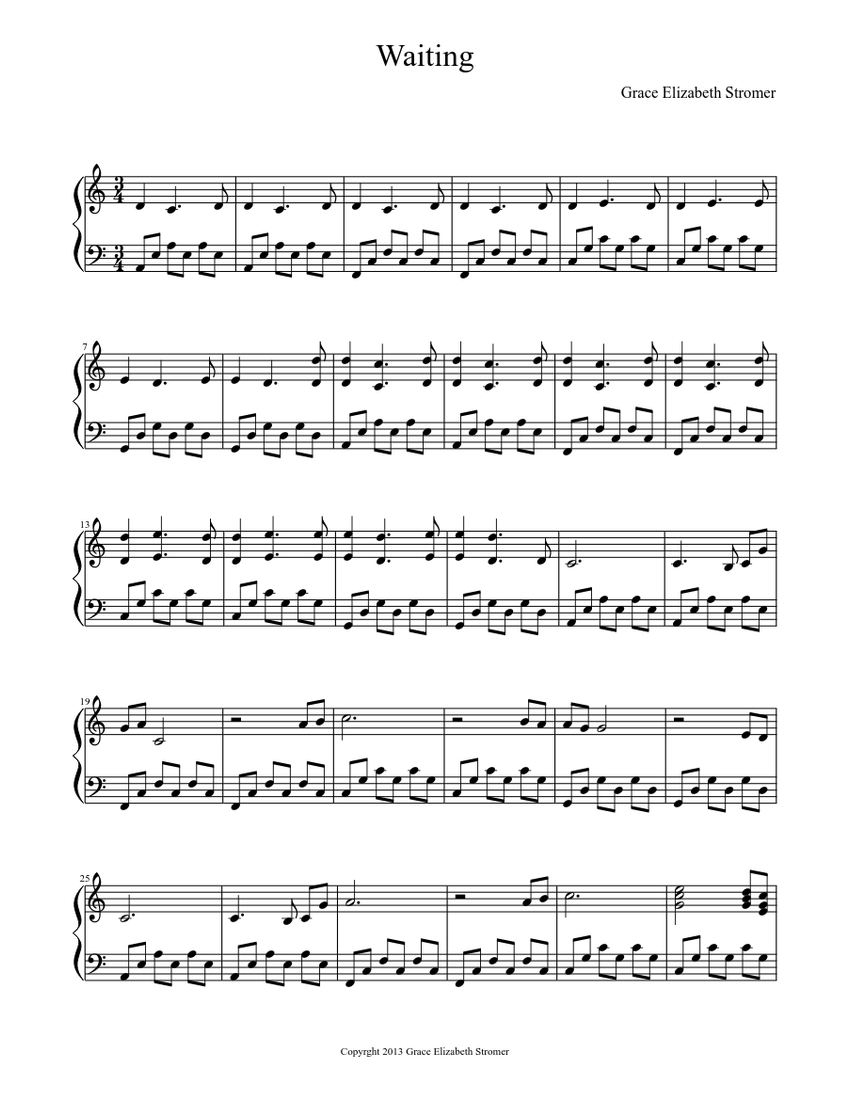 Waiting Sheet music for Piano (Solo) | Download and print in PDF or
