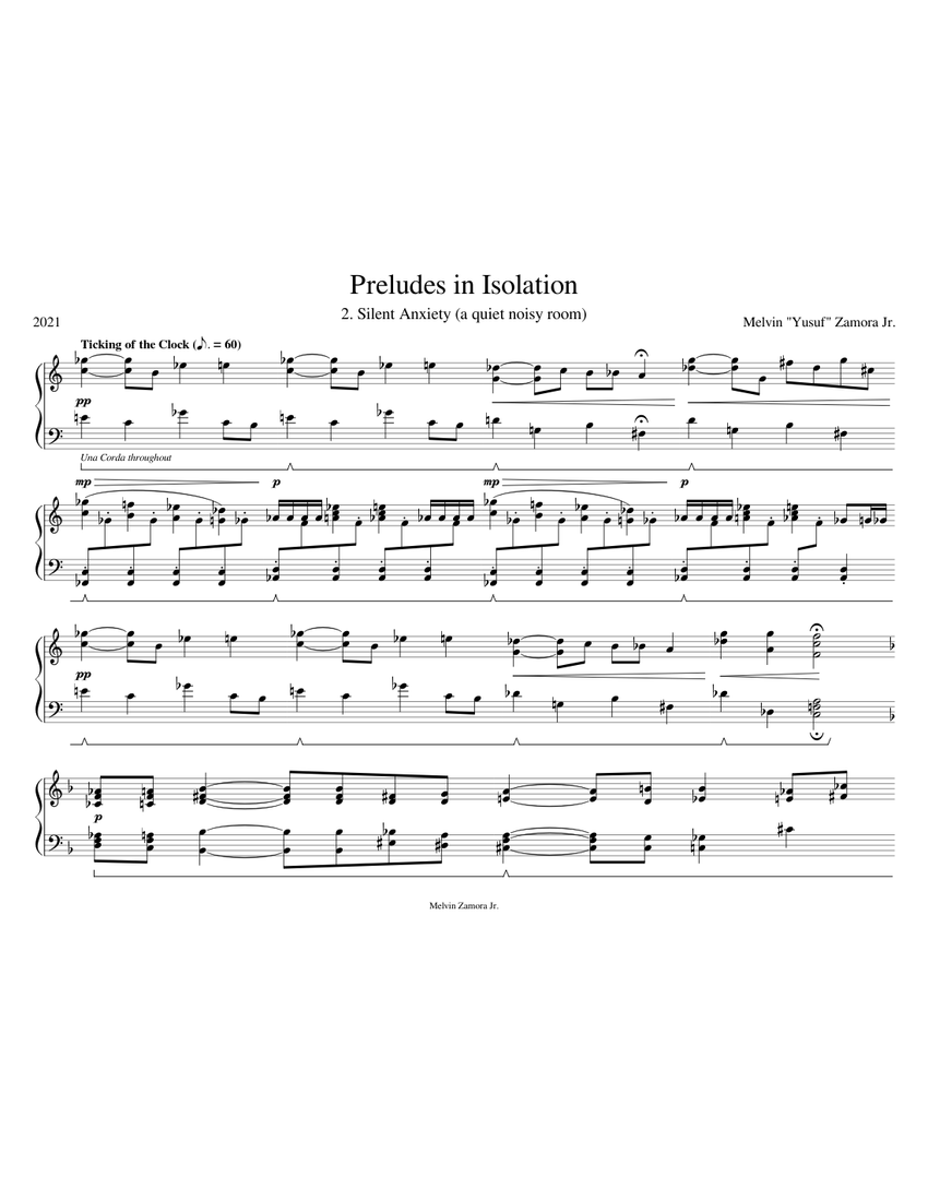 Isolation Music Notes Preludes in Isolation n.2 Silent Anxiety (Original Composition) Sheet ...