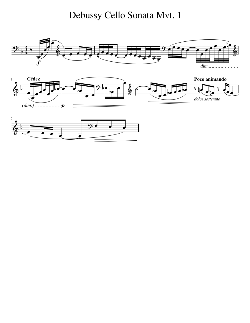 Debussy Cello Sonata Mvt. 1 Sheet music for Cello (Solo) | Download and  print in PDF or MIDI free sheet music for Cello Sonata by Claude Debussy  (classical ) | Musescore.com