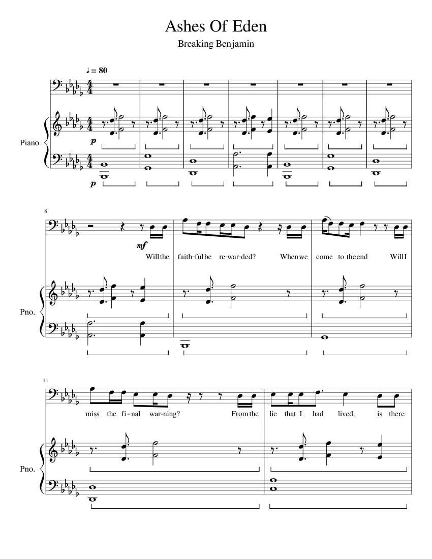 Download and print in PDF or MIDI free sheet music for Ashes Of Eden by Bre...