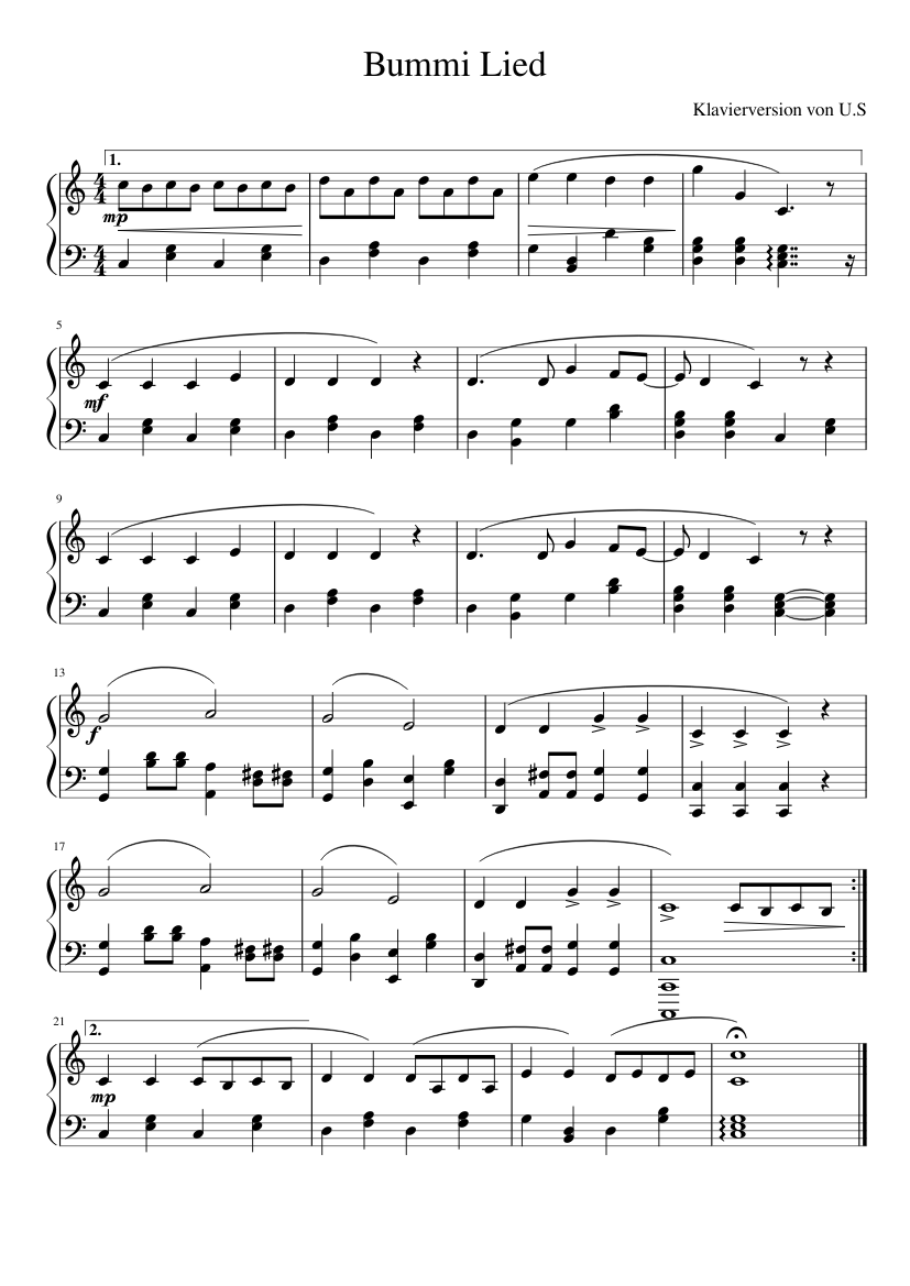 Bummi Lied Sheet music for Piano (Solo) | Musescore.com