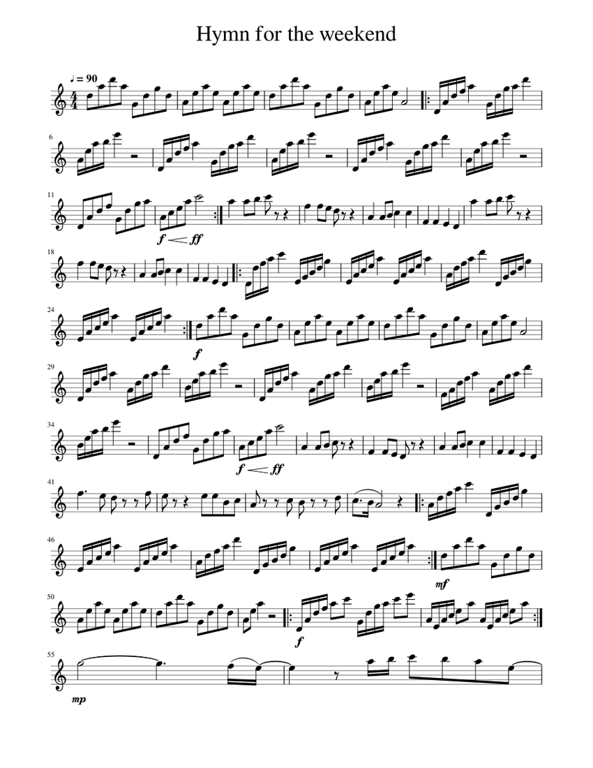 Hymn for the weekend Sheet music for Saxophone alto (Solo) | Musescore.com