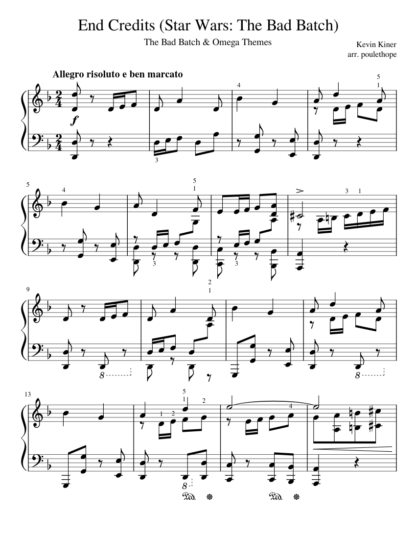 End Credits (Star Wars: The Bad Batch) – Kevin Kiner for piano solo ...