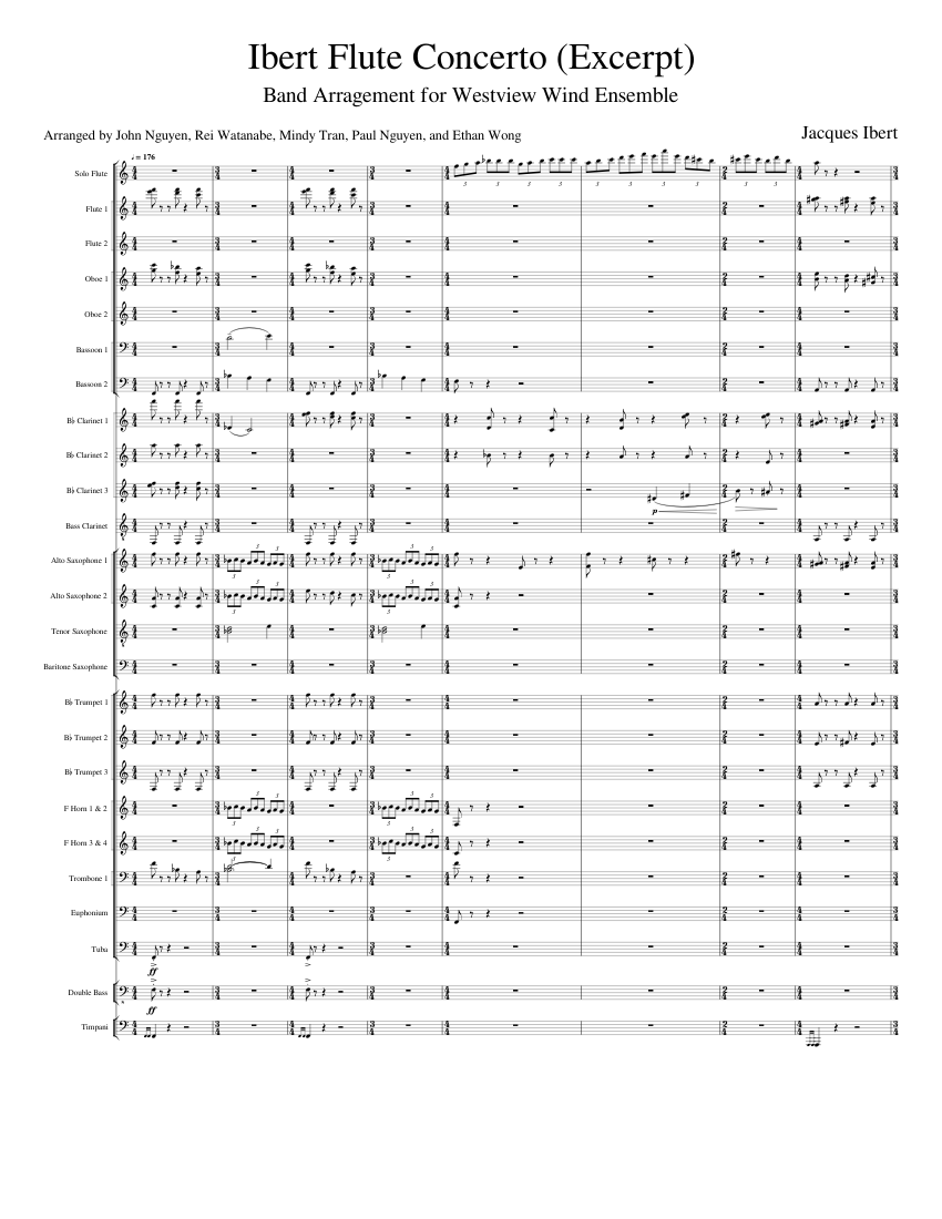 Ibert Flute Concerto Movement 3 Excerpt (Arranged for Wind Ensemble)