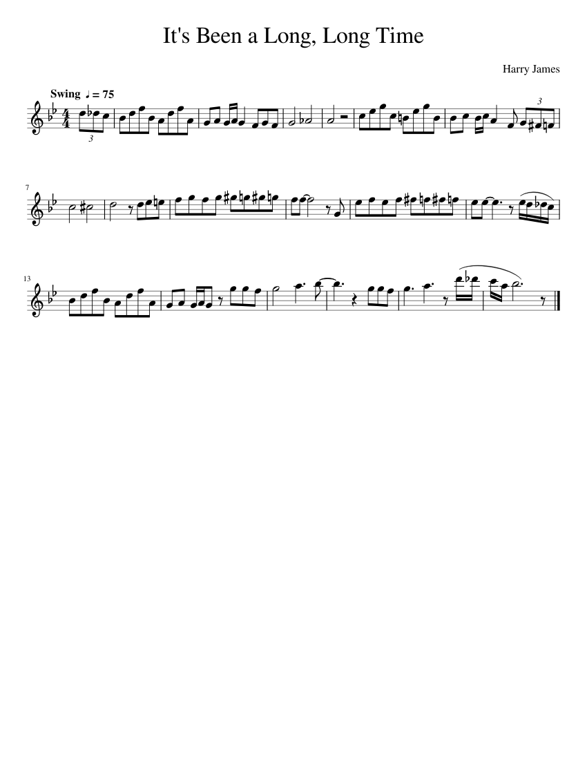 It's Been A Long, Long Time – Harry James Sheet music for Trumpet in b-flat  (Solo)
