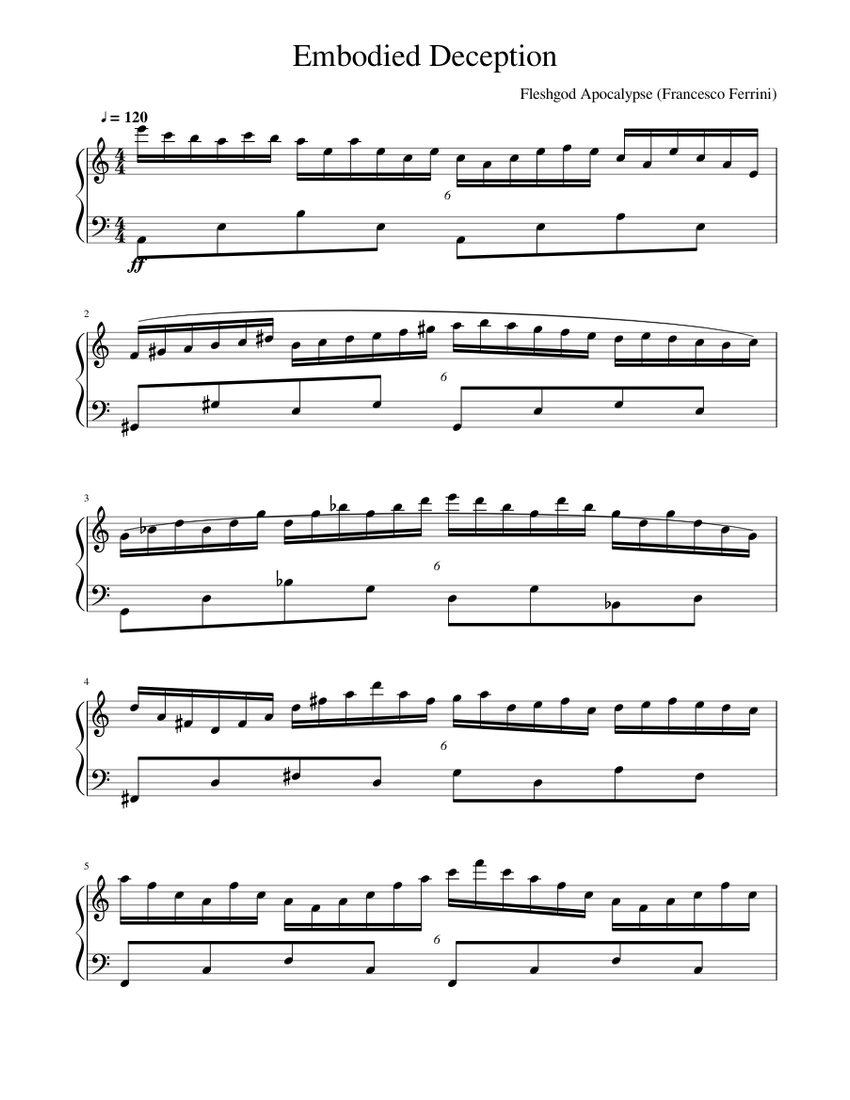 Fleshgod Apocalypse - Embodied Deception (intro) Sheet music for Piano  (Solo) | Musescore.com