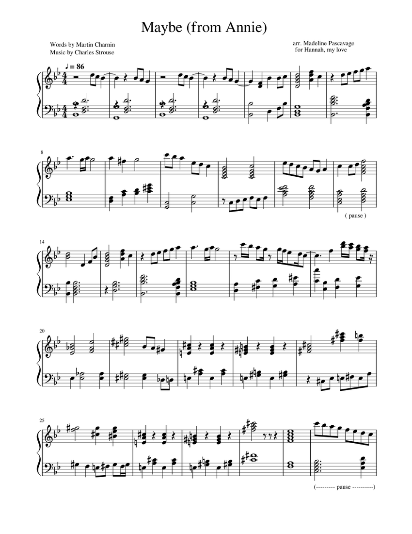 Maybe (from Annie) Sheet music for Piano (Solo) | Musescore.com
