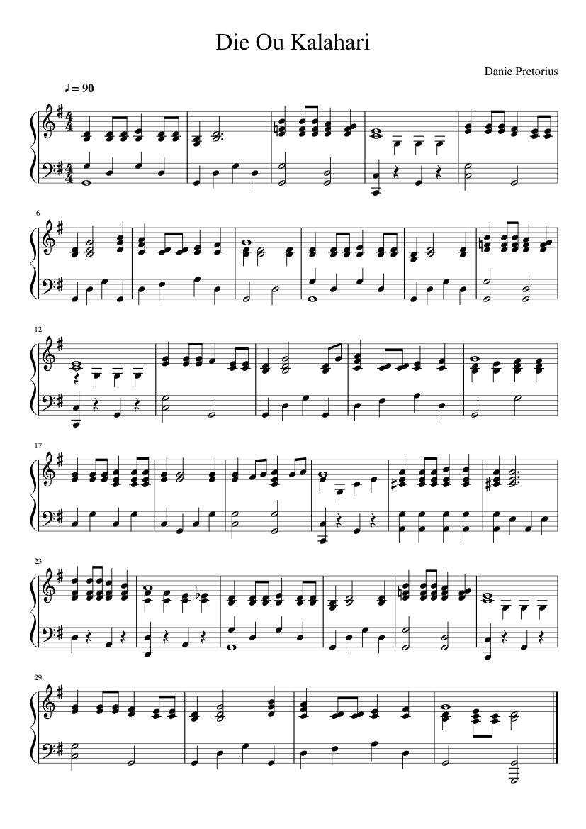 Die Ou Kalahari - piano tutorial