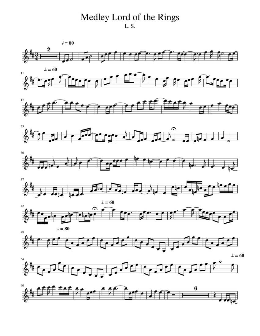 Medley Lord of the Rings Sheet music for Violin (Solo)