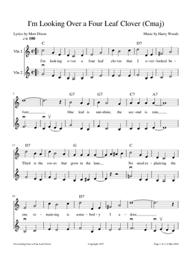 I M Looking Over A Four Leaf Clover Sheet Music Free Download In Pdf Or Midi On Musescore Com