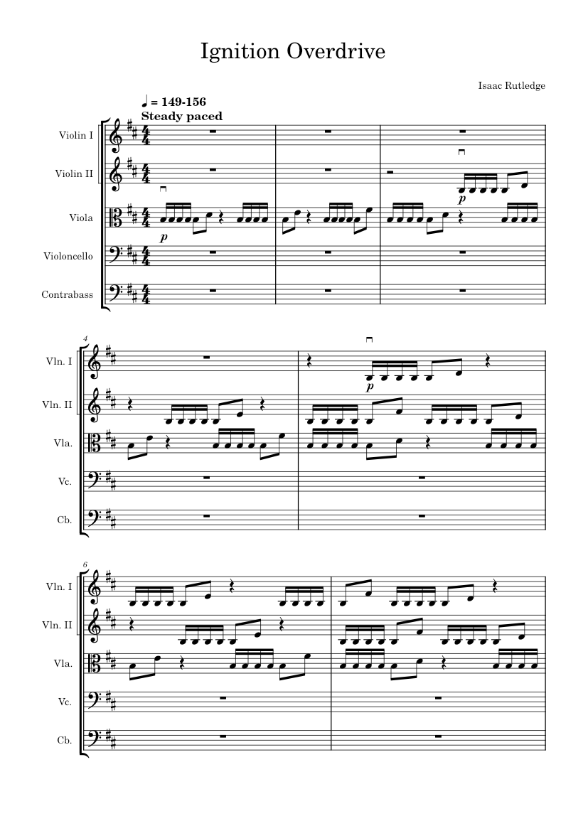 Ignition Overdrive Sheet music for Contrabass, Violin, Viola, Cello ...