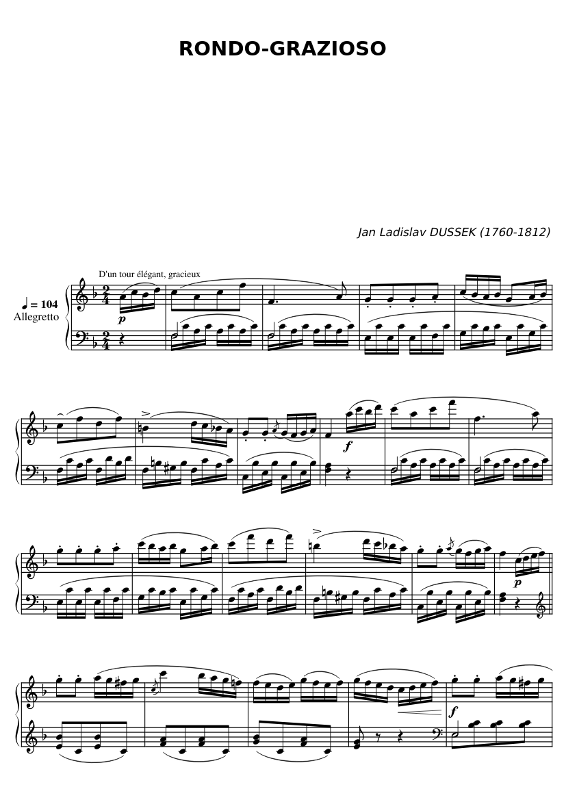 RONDO-GRAZIOSO (Dussek) Sheet music for Piano (Solo) | Musescore.com