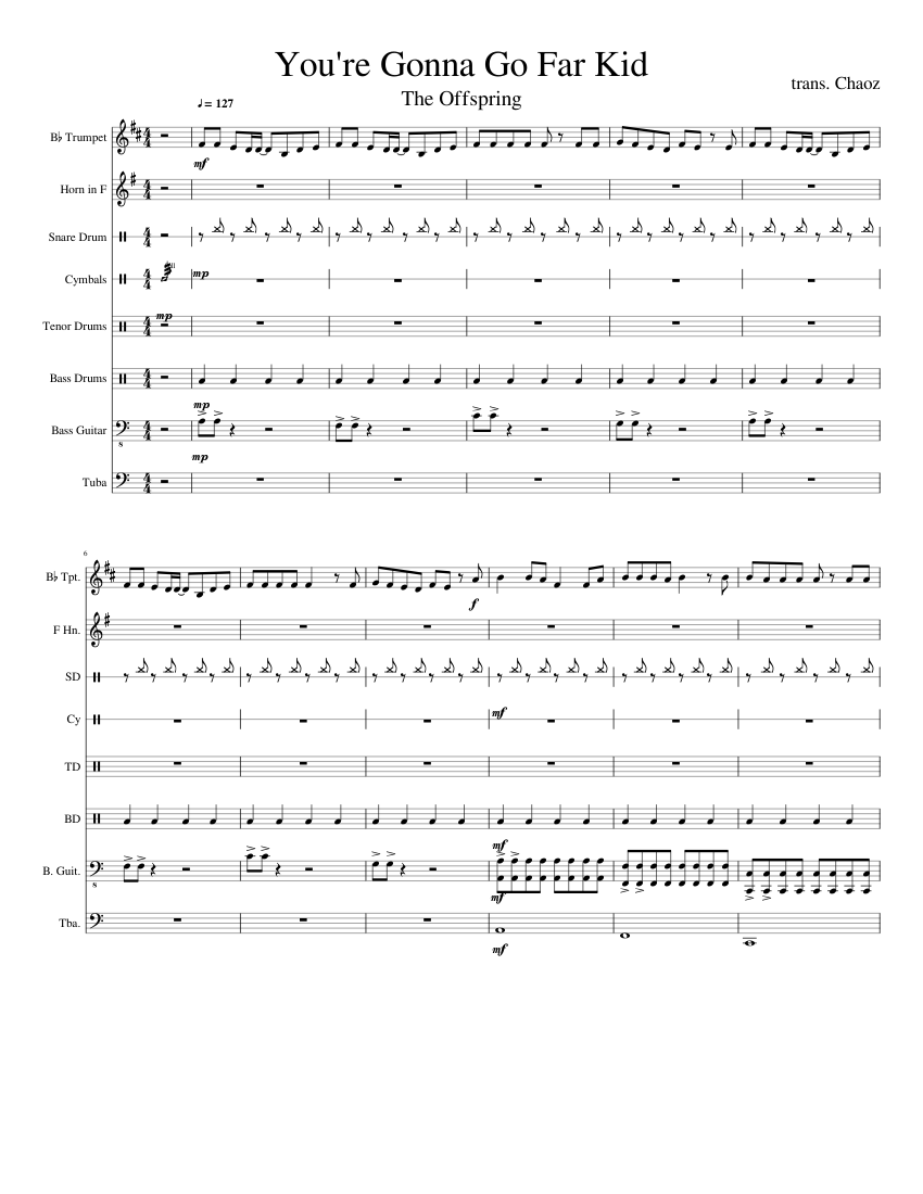 Песня go far. You're gonna go far Kid Ноты. You're gonna go far, Kid the Offspring. Offspring you're gonna go far Kid Ноты для барабанов. You're gonna go far Kid the Offspring на пианино.