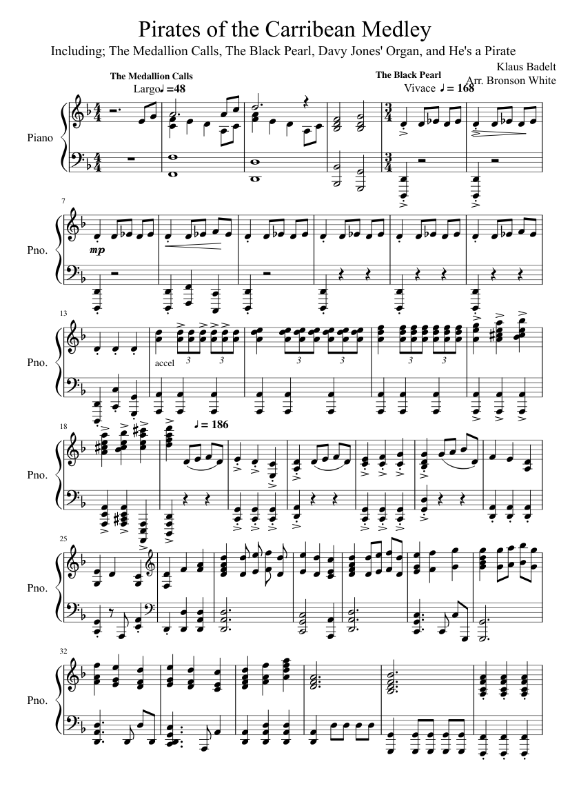 Pirates Of The Caribbean Medley Sheet music for Piano (Solo) | Musescore.com