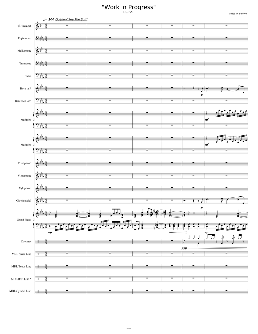 Work in Progress Sheet music for Piano, Trombone, Euphonium, Tuba ...