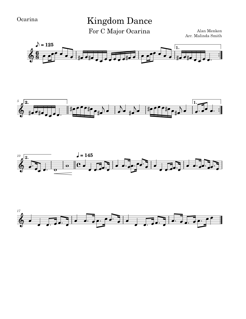 Kingdom dance – Alan Menken Kingdom_Dance_ForOcarina Sheet Music for ...