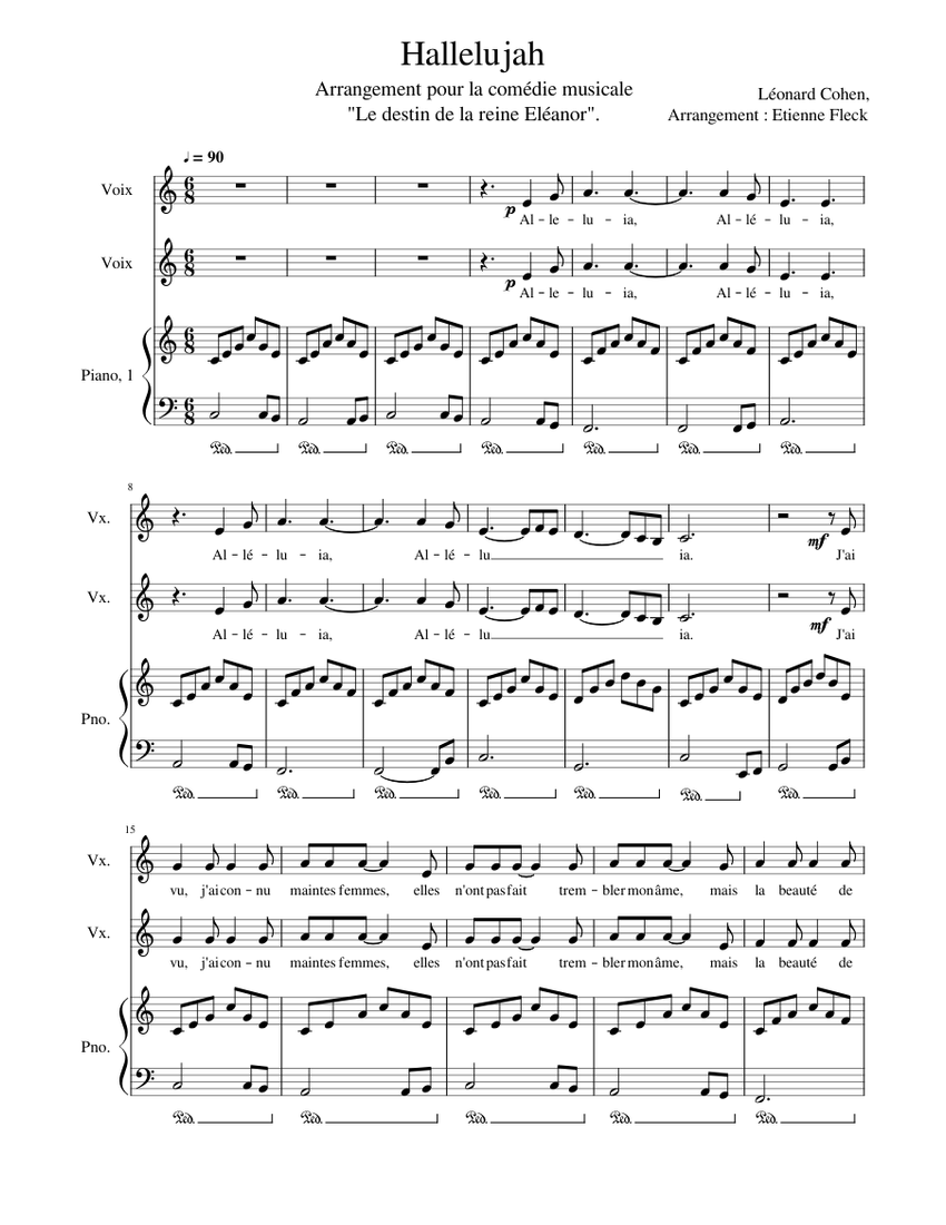 Hallelujah Sheet music for Piano, Vocals (Mixed Trio) | Download and