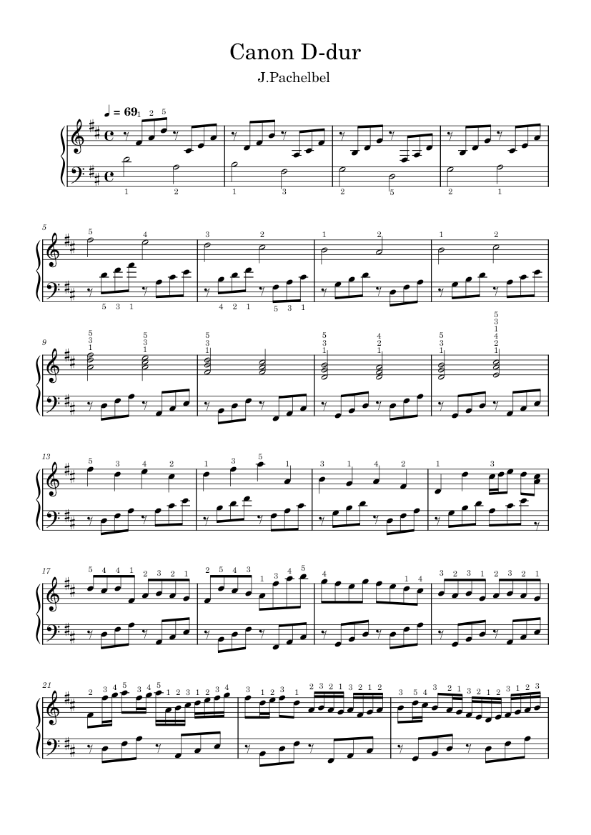 Canon in D-Dur – Johann Pachelbel pachelbel canon in d Sheet music for Piano  (Solo) | Musescore.com