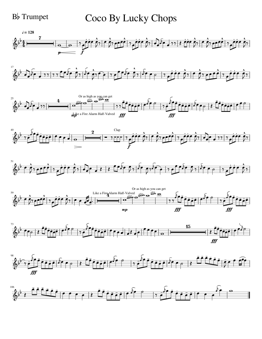 Coco - Lucky Chops B-Trumpet Sheet Music for Trumpet in b-flat