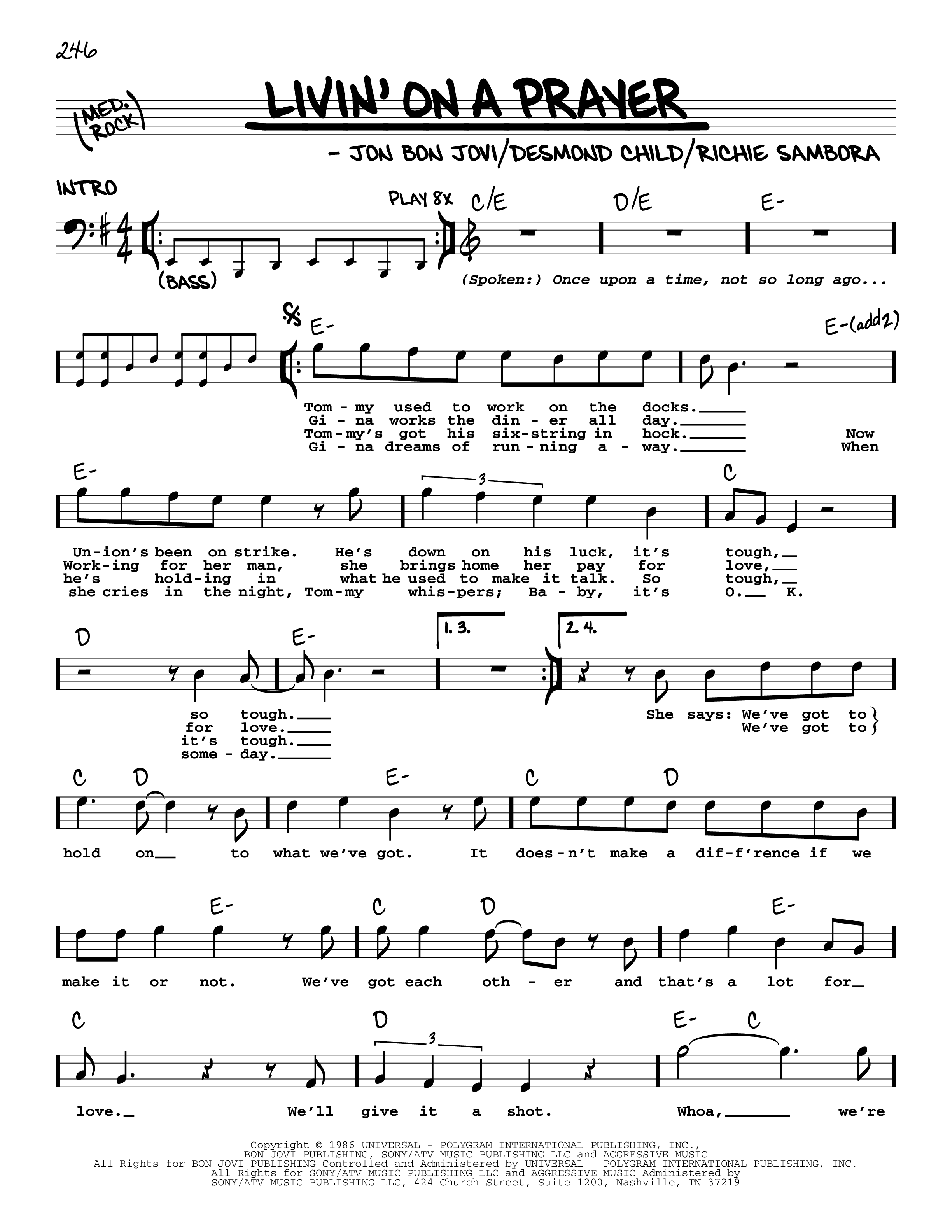 Play Official version of Livin' On A Prayer Sheet Music by Bon Jovi for ...
