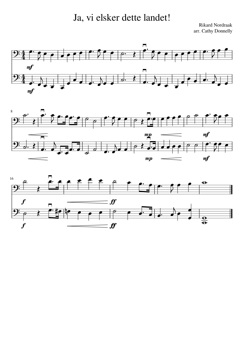 Ja vi elsker dette landet C dur - piano tutorial
