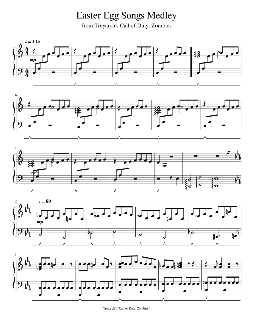 Easter Egg Songs Medley | Call of Duty: Zombies [Work in Progress] Sheet  music for Piano (Solo) | Musescore.com