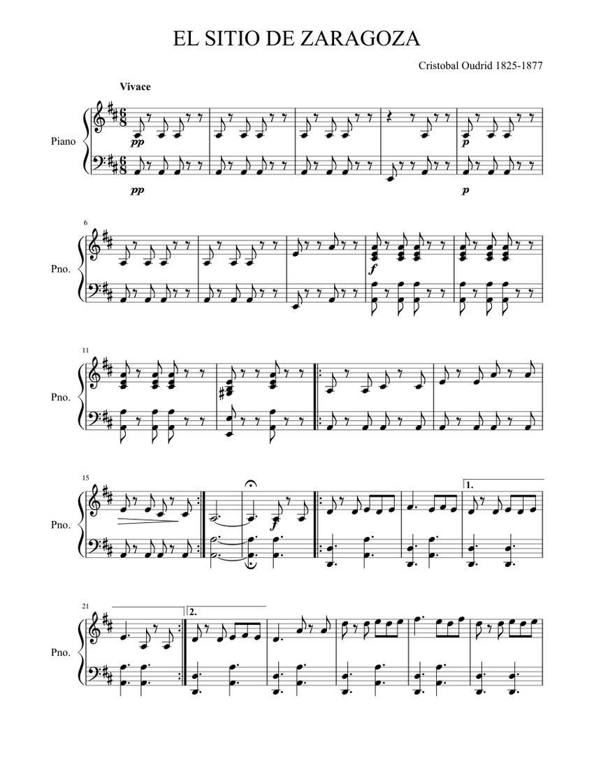 EL SITIO DE ZARAGOZA Sheet music for Piano (Solo) | Musescore.com