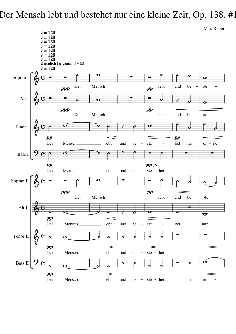 Der Mensch lebt und bestehet nur eine kleine Zeit Op. 138 No. 1