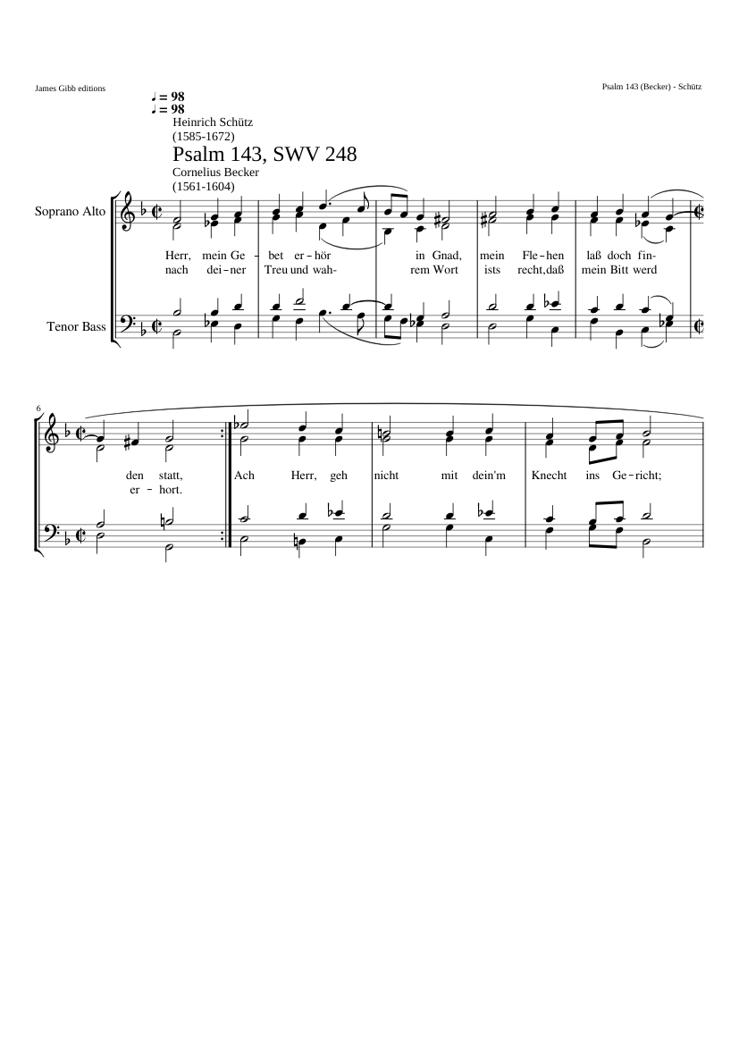Herr mein Gebet erhör in Gnad SWV 248