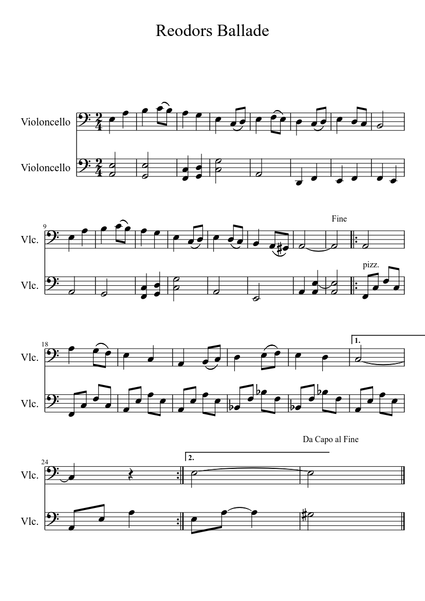 Reodors Ballade - piano tutorial