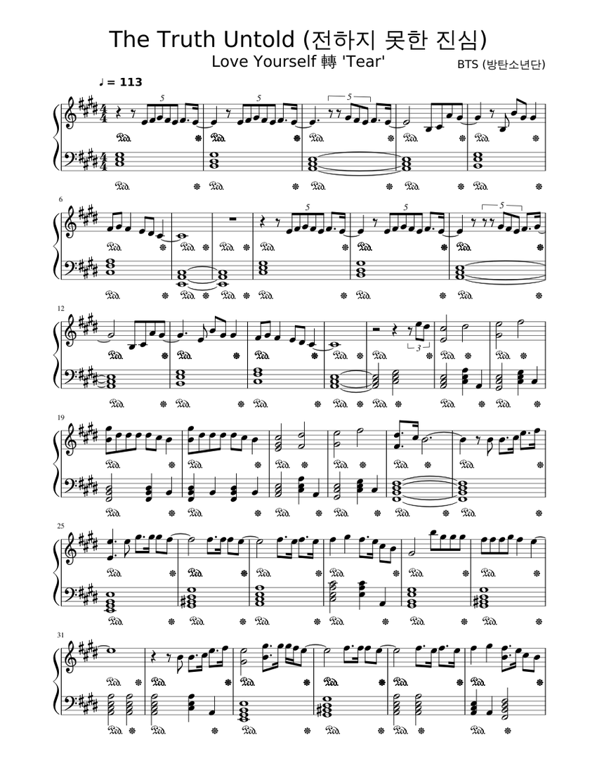 Download and print in PDF or MIDI free sheet music for The Truth Untold by ...