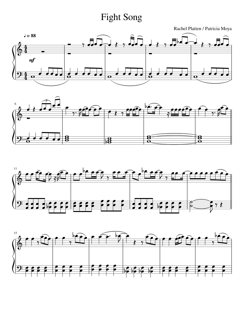 Fight Song Piano Sheet music for Piano (Solo) | Musescore.com