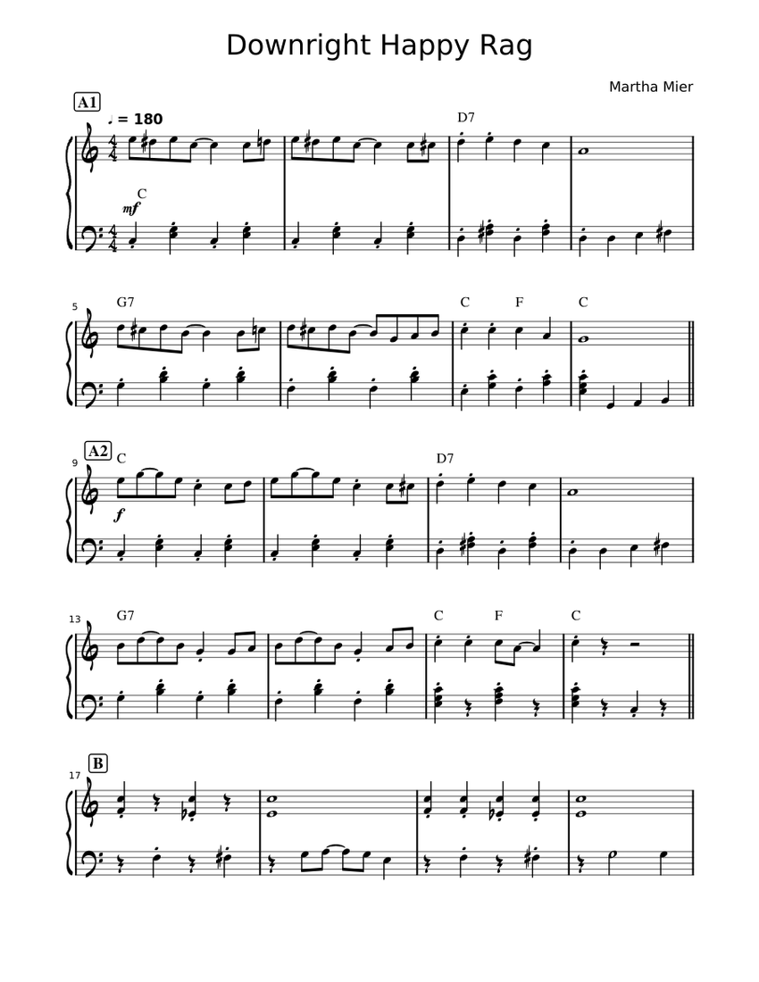 Downright Happy Rag Sheet music for Piano (Solo) Easy | Musescore.com