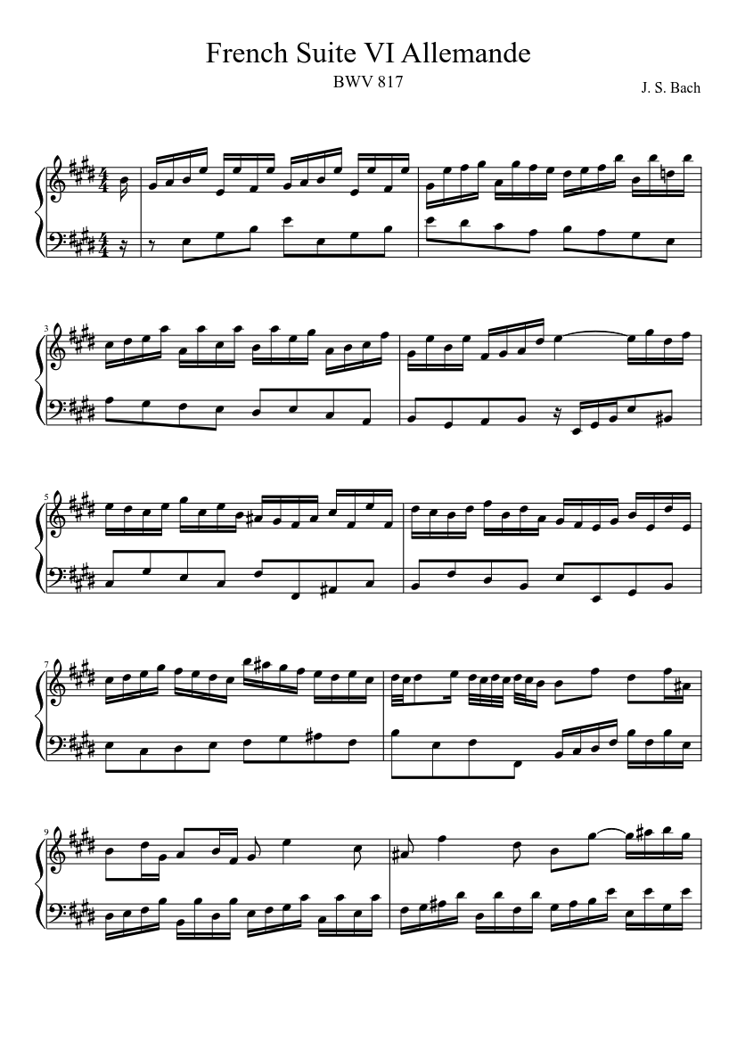 French Suite No.6 in E major BWV 817