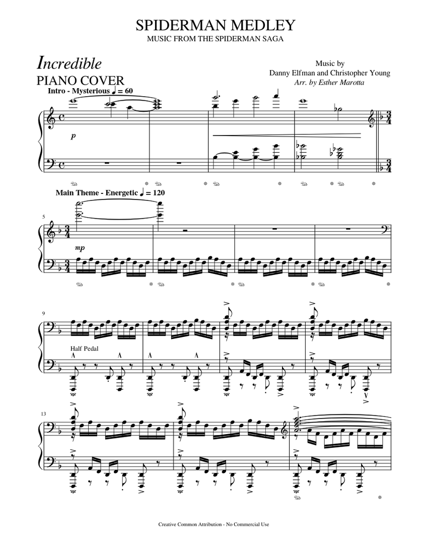 SPIDERMAN MEDLEY - INCREDIBLE PIANO COVER Sheet music for Piano (Solo) |  Musescore.com