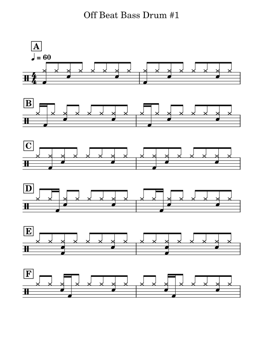 Off Beat Bass Drum #1 Sheet music for Drum group (Solo) | Musescore.com