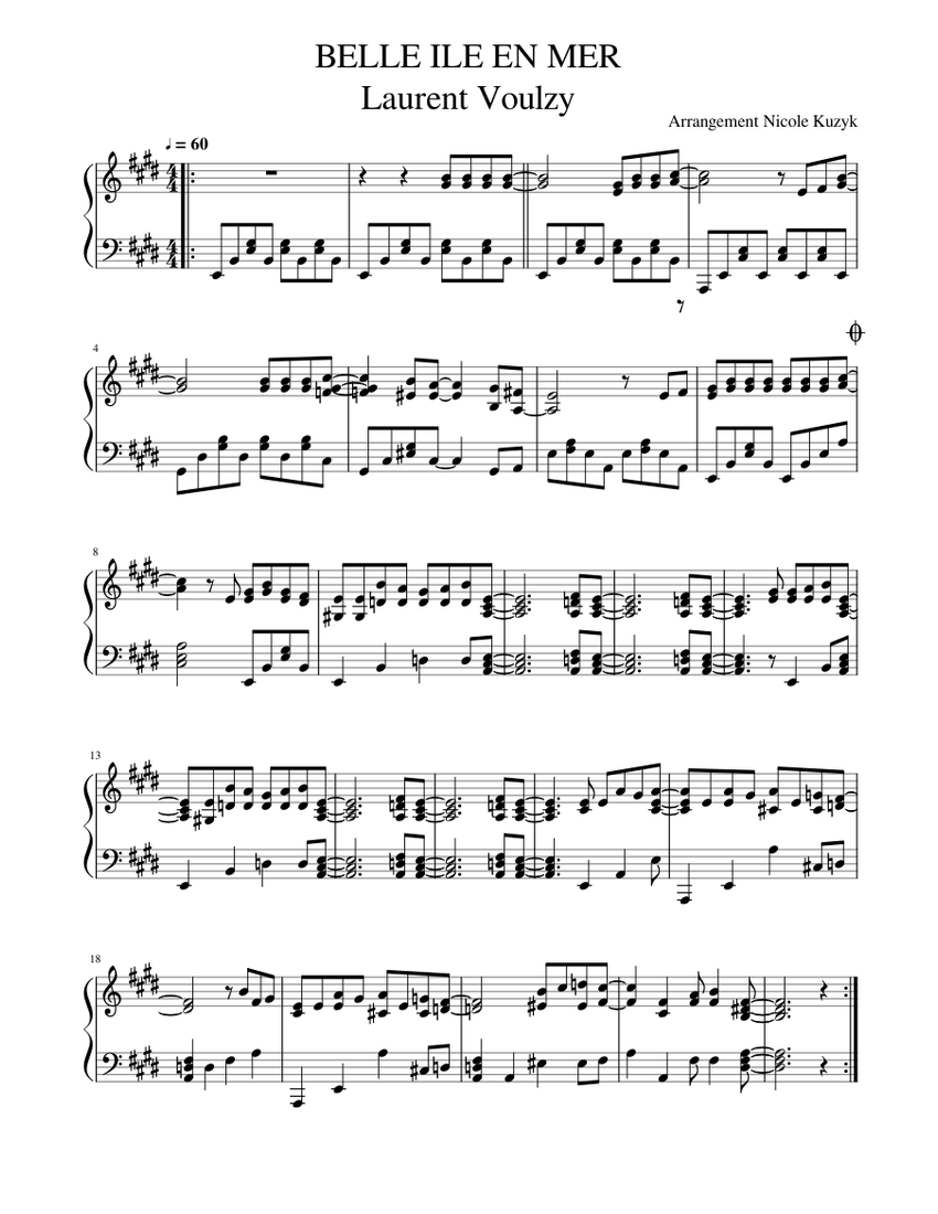 BELLE ILE EN MER Sheet music for Piano (Solo) | Musescore.com
