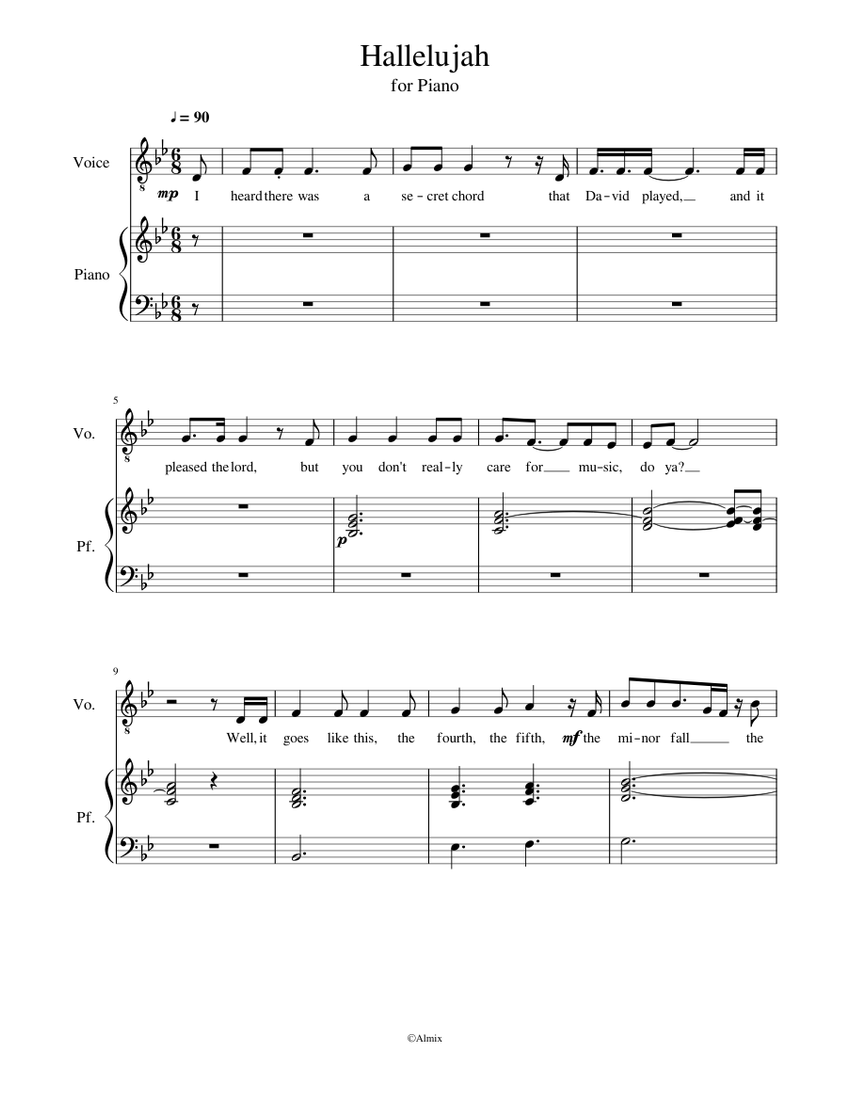 Hallelujah Sheet music for Piano (Solo) | Musescore.com