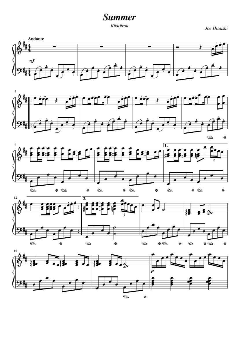Summer Sheet Music for Piano (Solo) | MuseScore.com