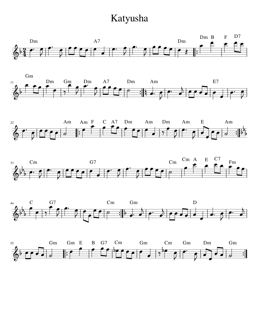 Katyusha Sheet music for Piano (Solo) | Download and print in PDF or