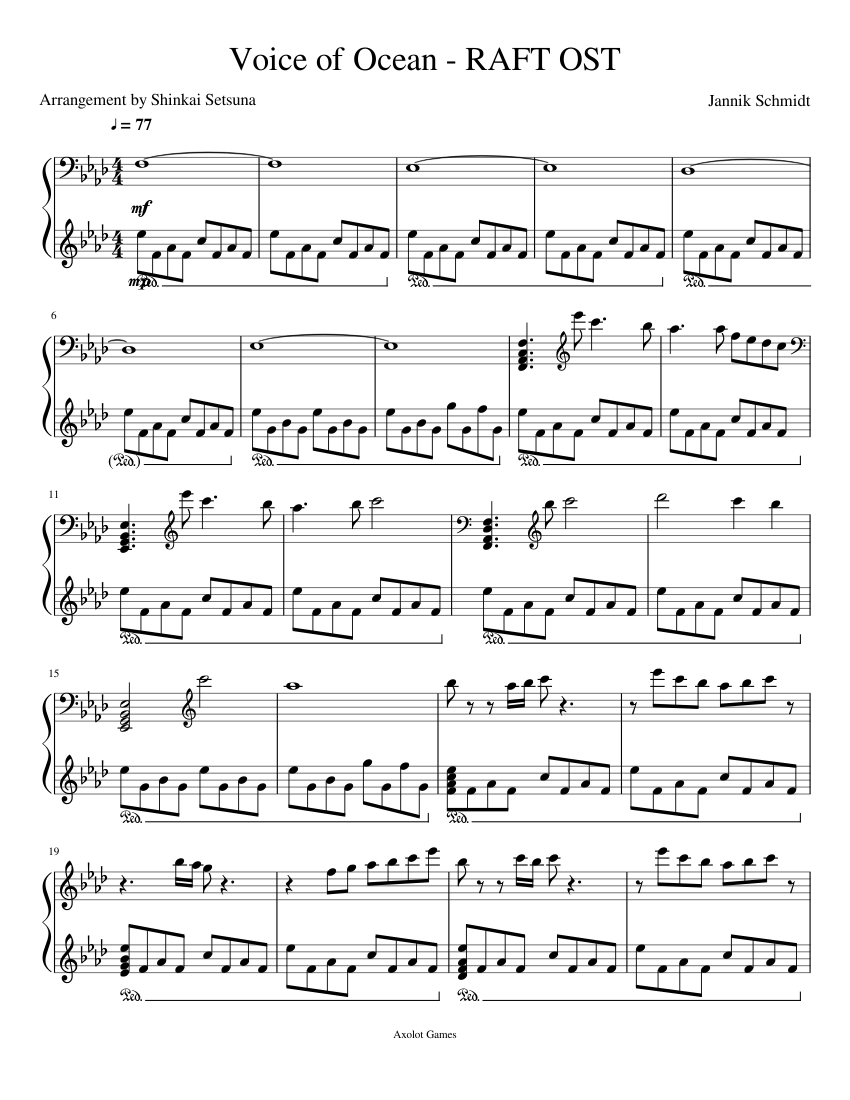 Voice of Ocean - RAFT OST Sheet music for Piano (Solo) | Musescore.com