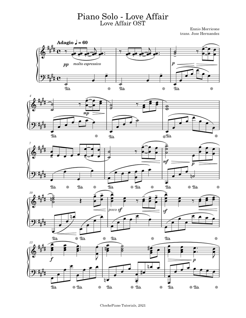 Piano Solo -Love Affair OST – Ennio Morricone Sheet music for Piano ...